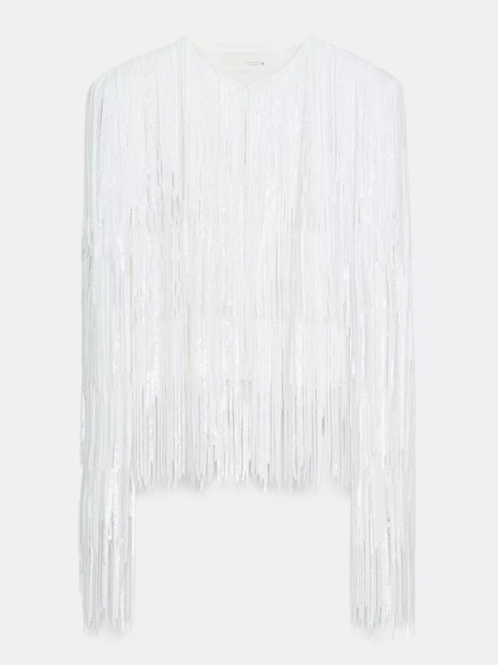 ZARA WHITE FRINGED SEQUIN JACKET - Picture 14 of 16